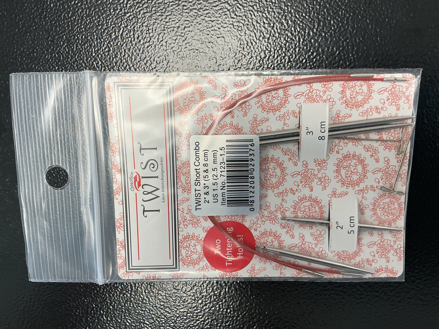 Twist Short Combo 2” & 3” needles, US 1.5, 5” & 6” cables