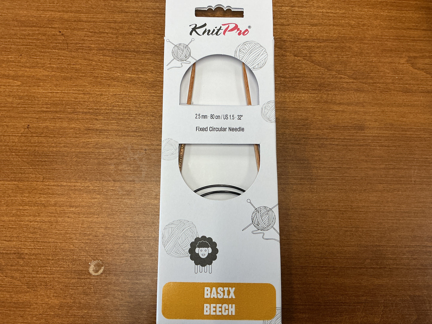 KnitPro 2.5mm, 80cm/US 1.5, 32” Fixed Circular Needle Basix Beech