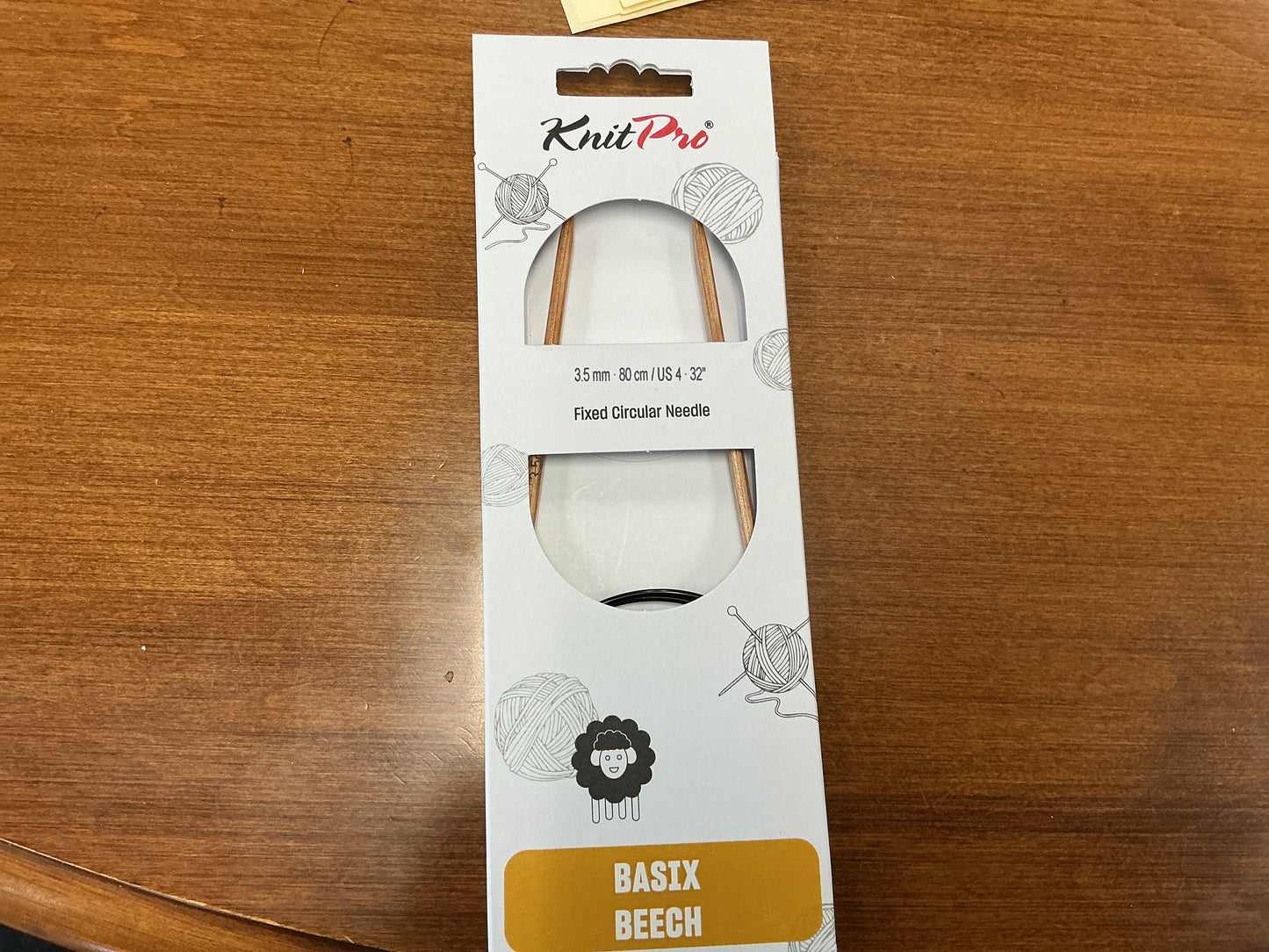 KnitPro Basix Beech 3.5mm, 80cm/US 4, 32” Fixed Circular Needle