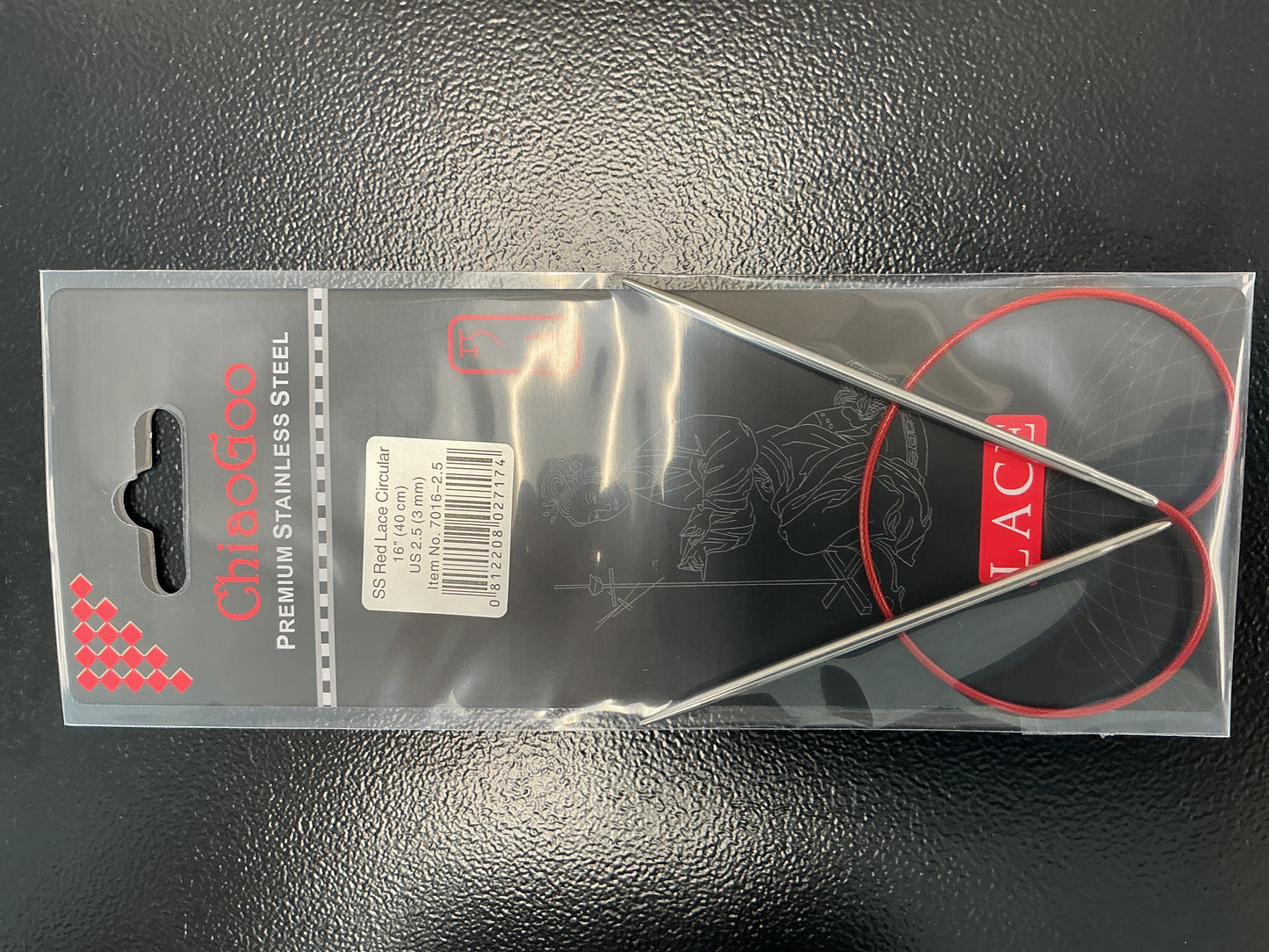 ChiaGoo red lace 16”, US 2.5 circular needle