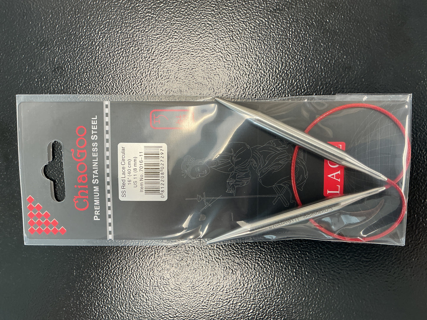ChiaGoo red lace 16”, US 11 circular needle
