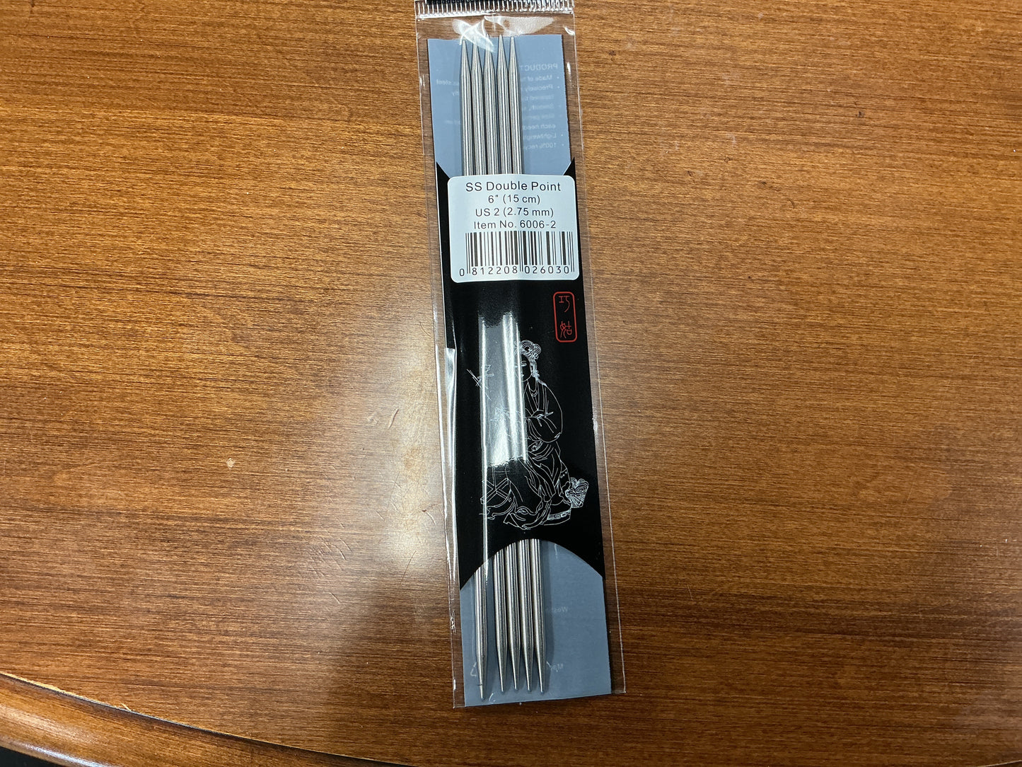 ChiaoGoo SS Double Point 6” US 2