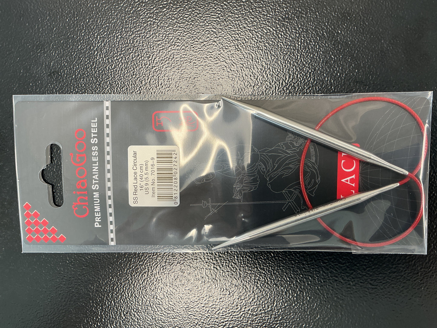 ChiaGoo red lace 16”, US 9 circular needle