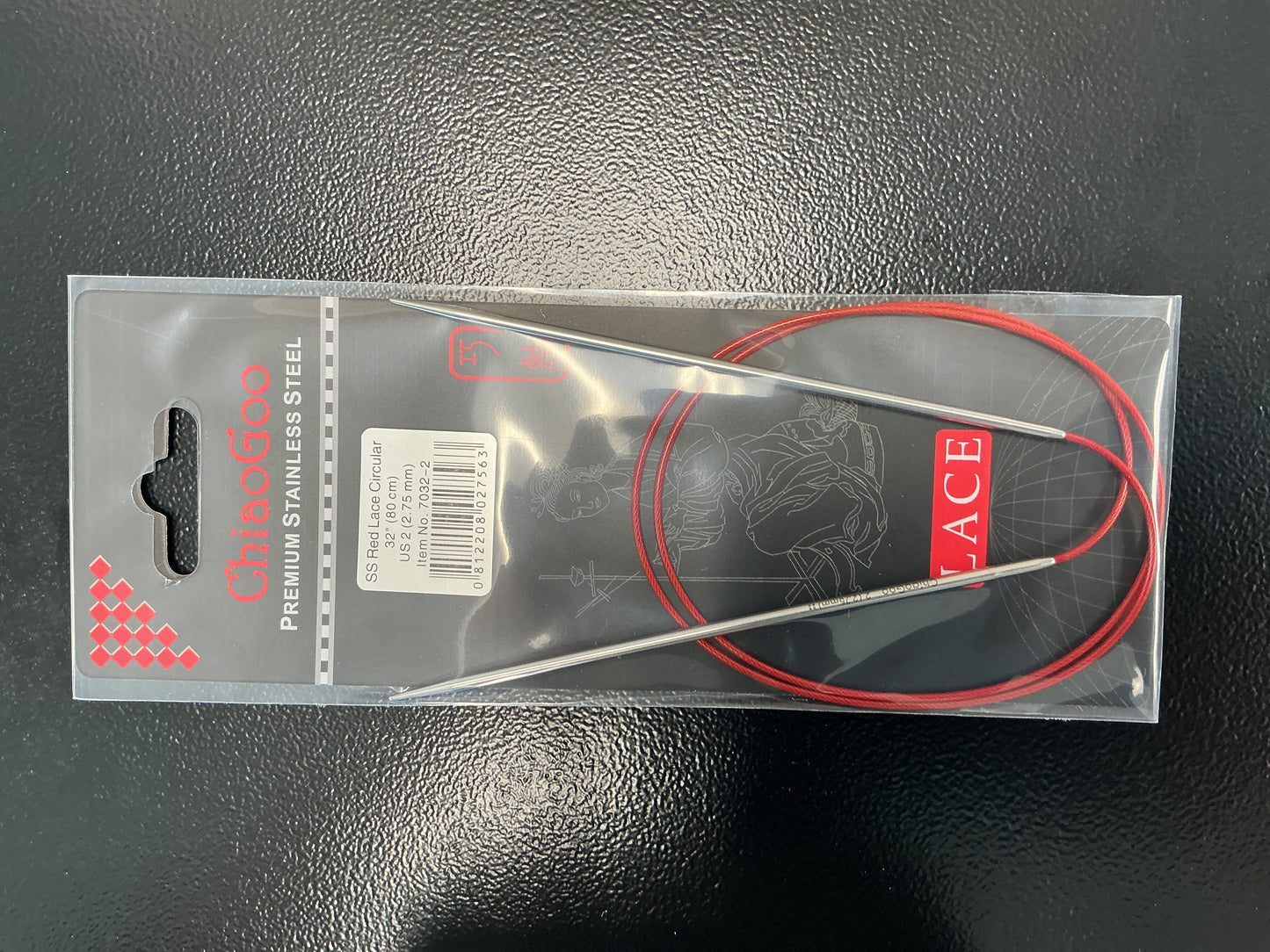 ChiaGoo red lace 32”, US 2 circular needle