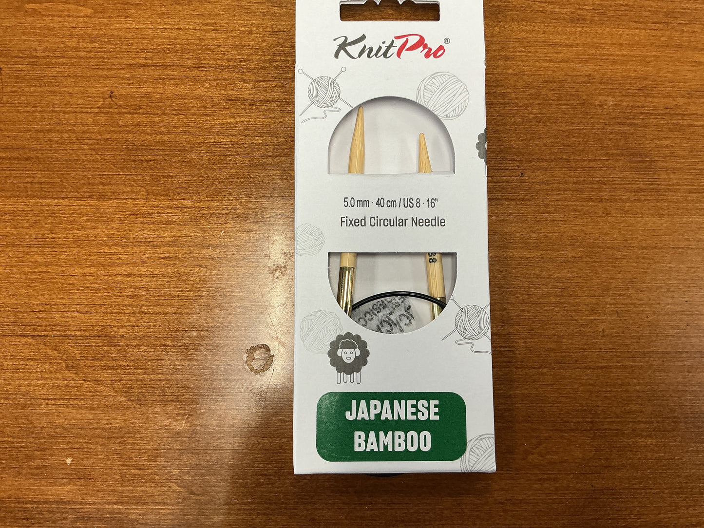KnitPro 5.0mm, 40cm/US 8, 16” Fixed Circular Needle Japanese Bamboo