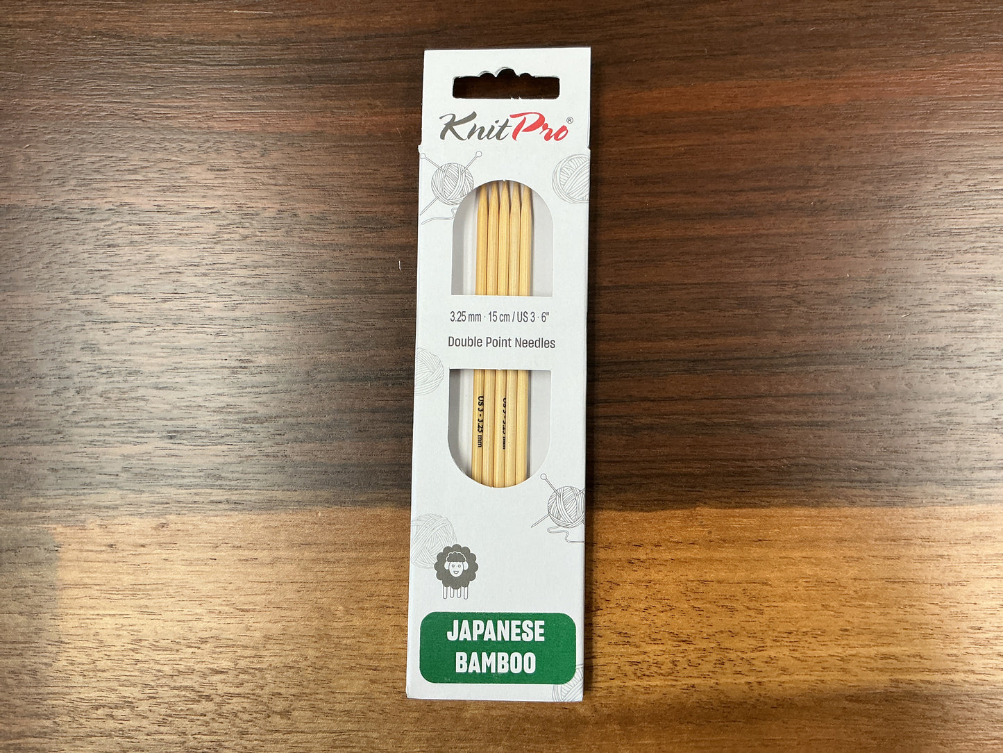 KnitPro Japanese Bamboo 3.25mm-15cm/US 3-6” Double Point Needles