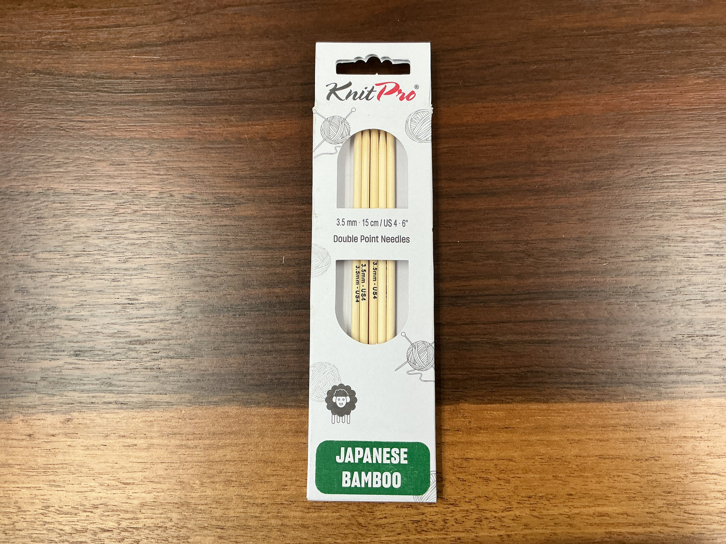 KnitPro Japanese Bamboo 3.5mm-15cm/US 4-6” Double Point Needles