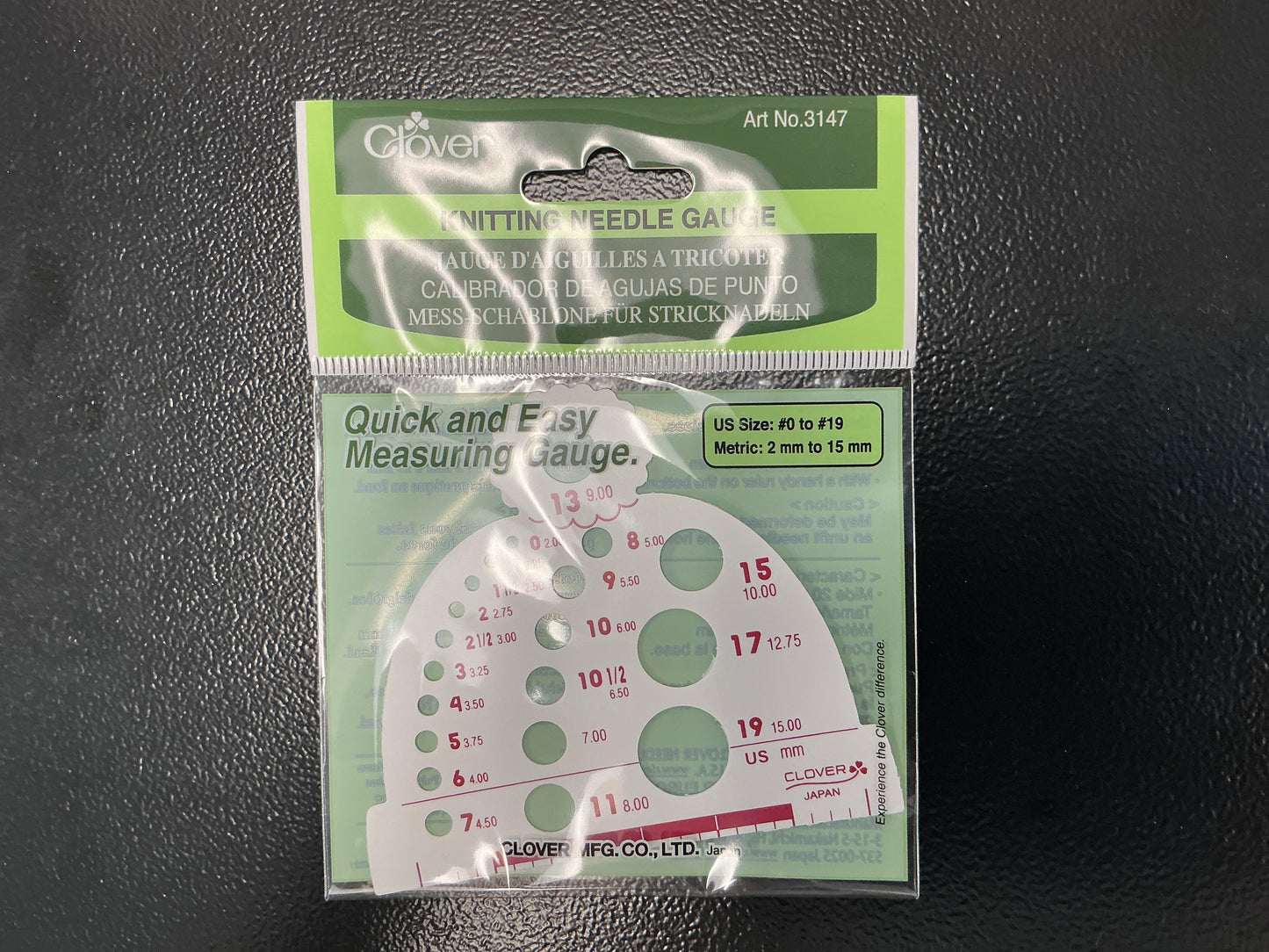 Clover Knitting Needle Gauge