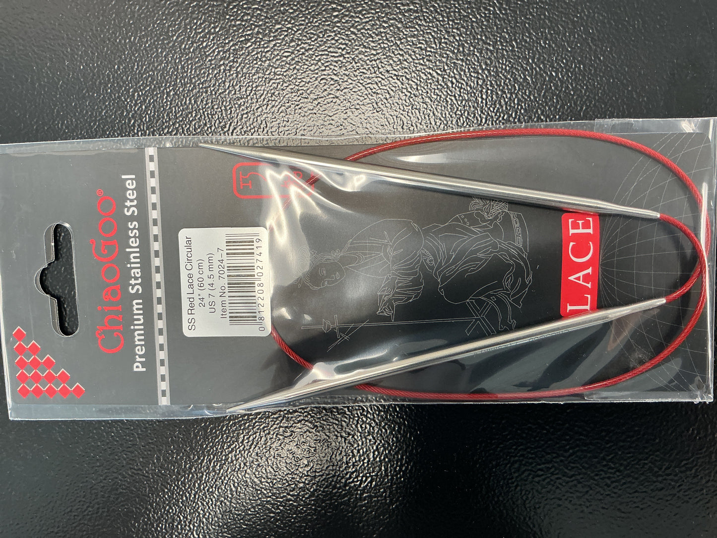 ChiaGoo red lace 24”, US 7 circular needle