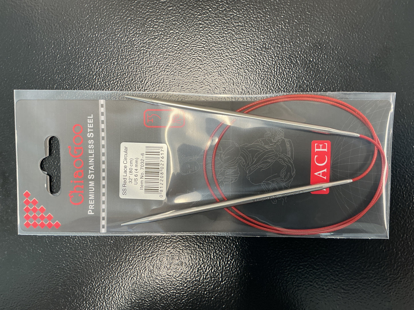 ChiaGoo red lace 32”, US 6 circular needle