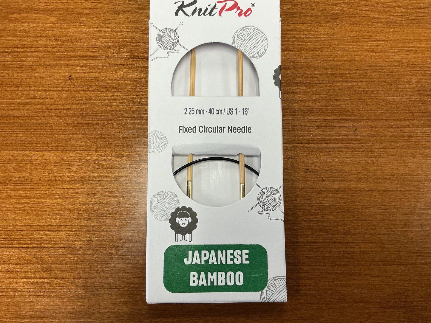 KnitPro 2.25mm, 40cm/US 1, 16” Fixed Circular Needle Japanese Bamboo