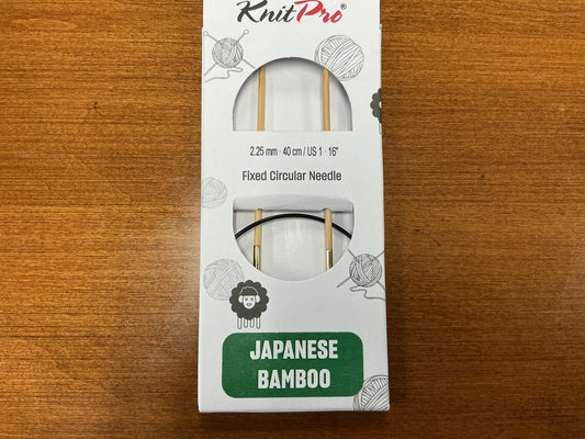 KnitPro 2.25mm, 40cm/US 1, 16” Fixed Circular Needle Japanese Bamboo
