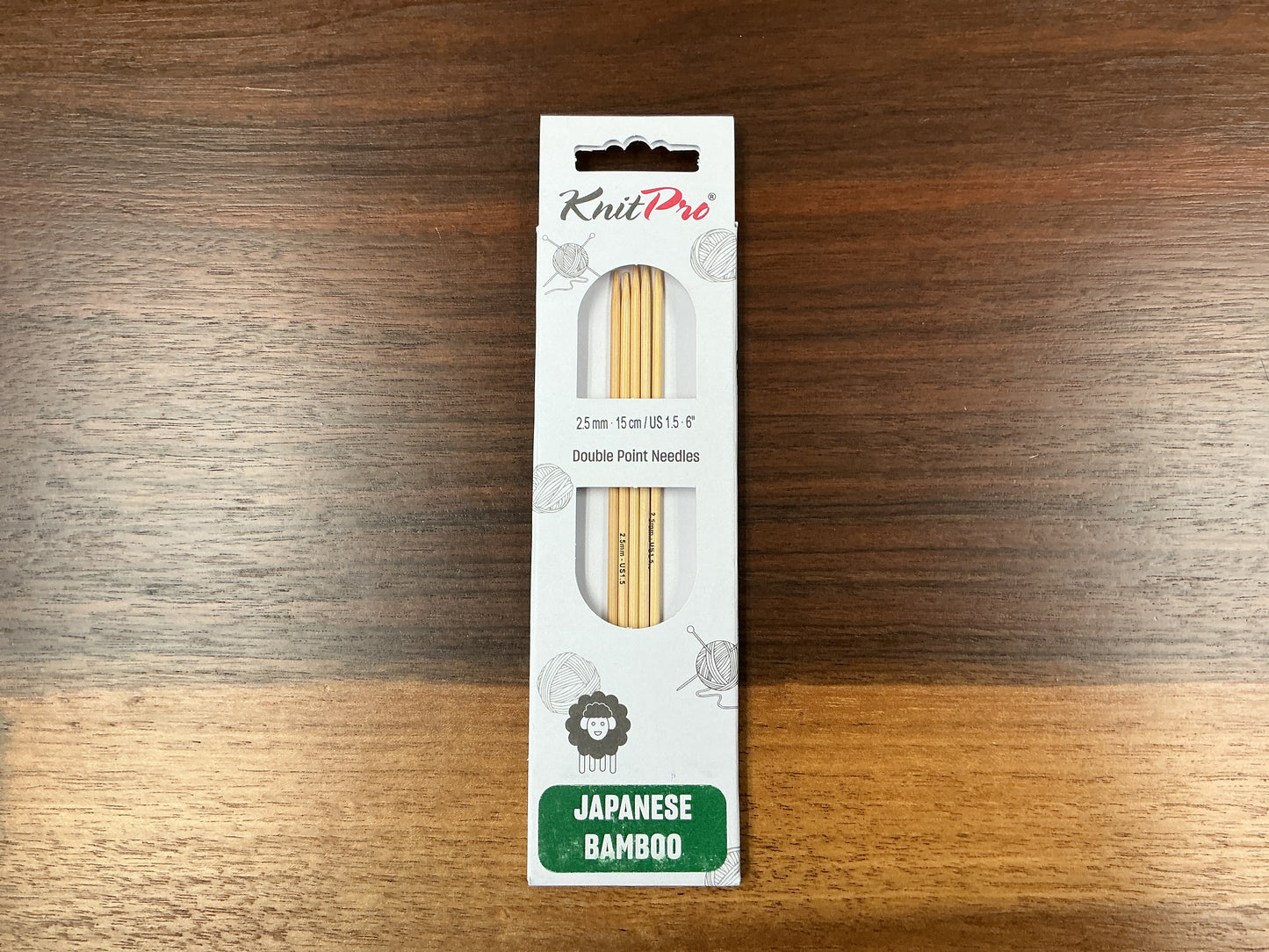 KnitPro Japanese Bamboo 2.5mm-15cm/US 1.5-6” Double Point Needles