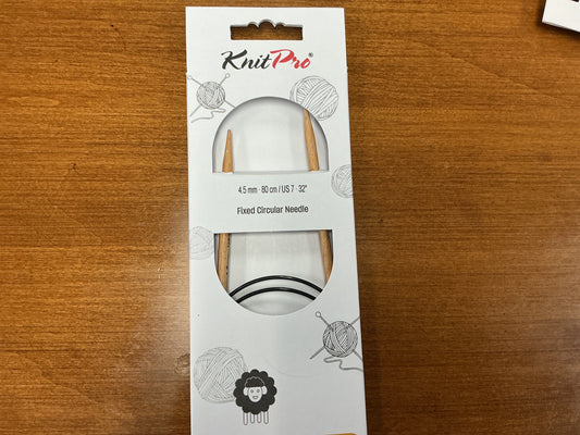 Knit Pro 4.5mm, 80cm/US 7, 32” Fixed Circular Needle Basix Beech