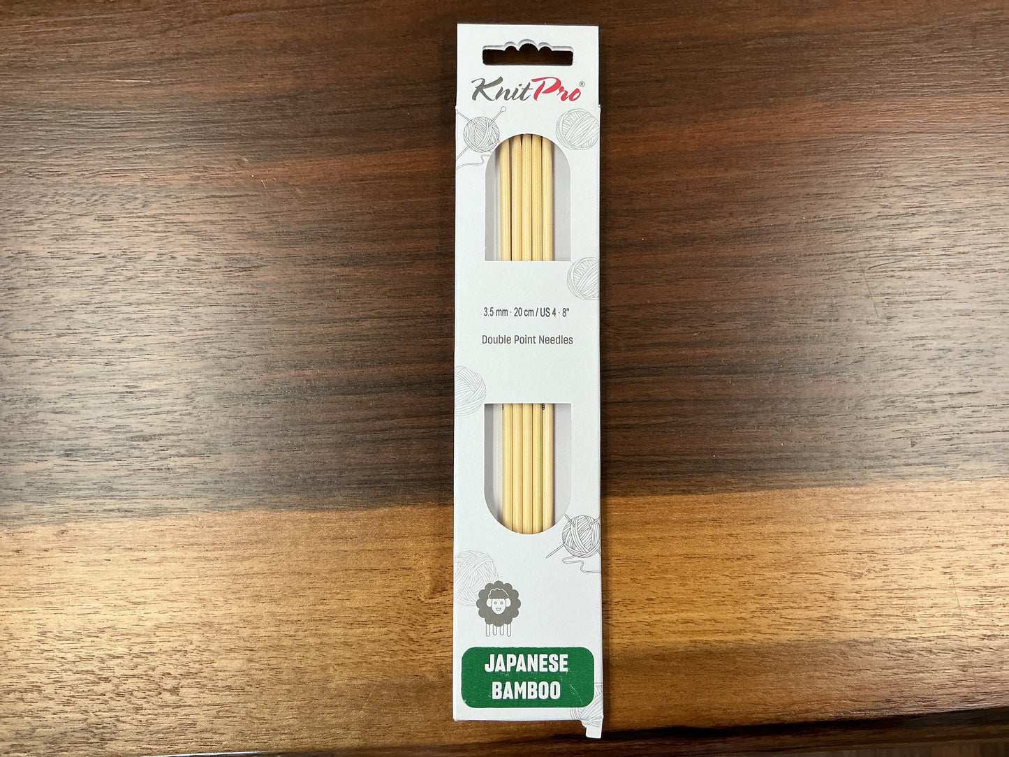 KnitPro Japanese Bamboo 3.5mm-20cm/US 4-8” Double Point Needles