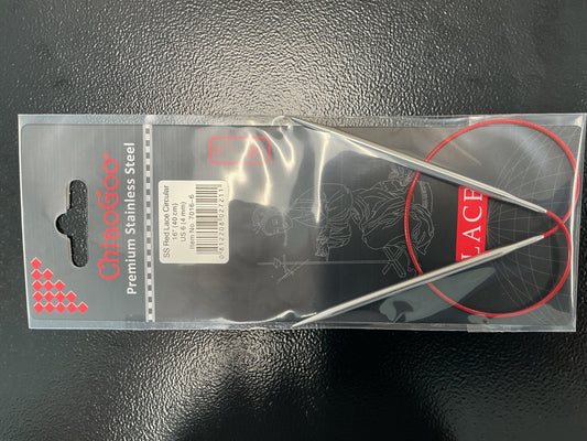 ChiaGoo red lace 16”, US 6 circular needle