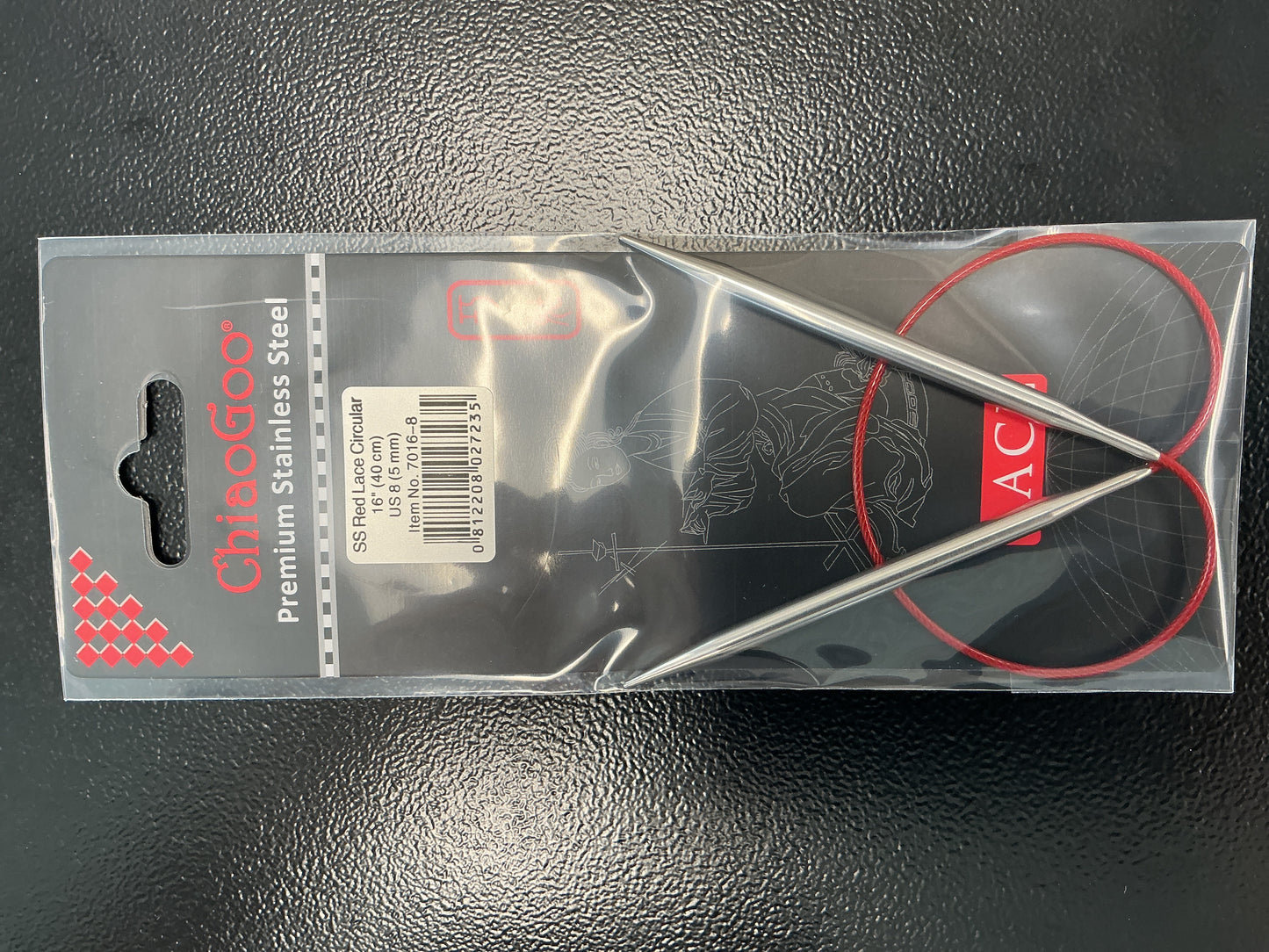 ChiaGoo red lace 16”, US 8 circular needle