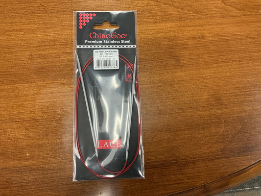 ChiaoGoo SS Red Lace Circular 40”, US 2.5, 3mm