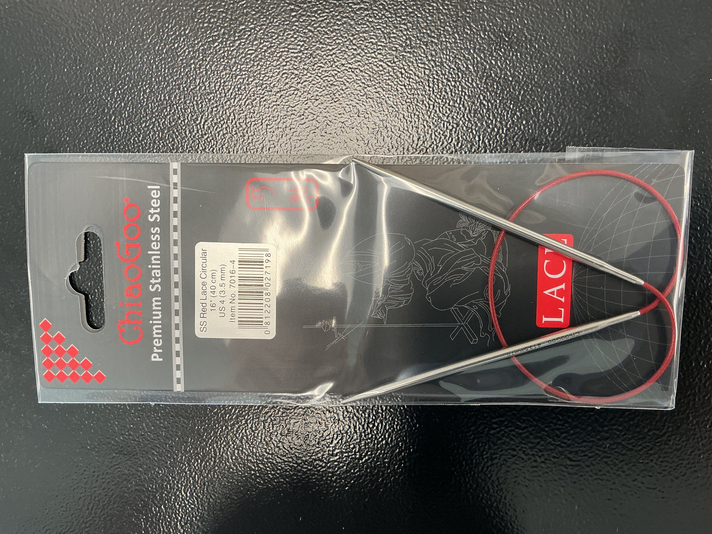 ChiaGoo red lace 16”, US 4 circular needle