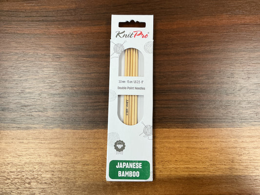 KnitPro Japanese Bamboo 3.0mm-15cm/US 2.5-6” Double Point Needles